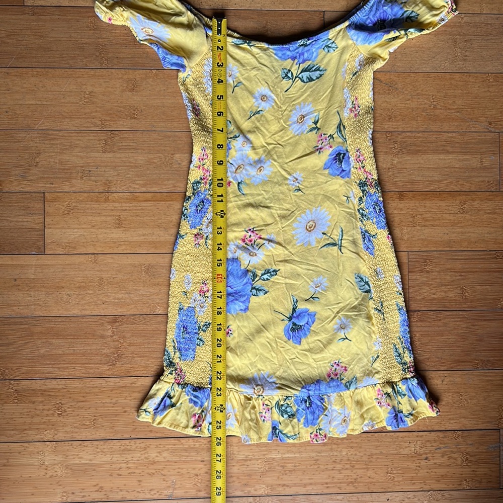 Yellow Floral Mini Dress - Forever 21 S - Picture 5 of 7